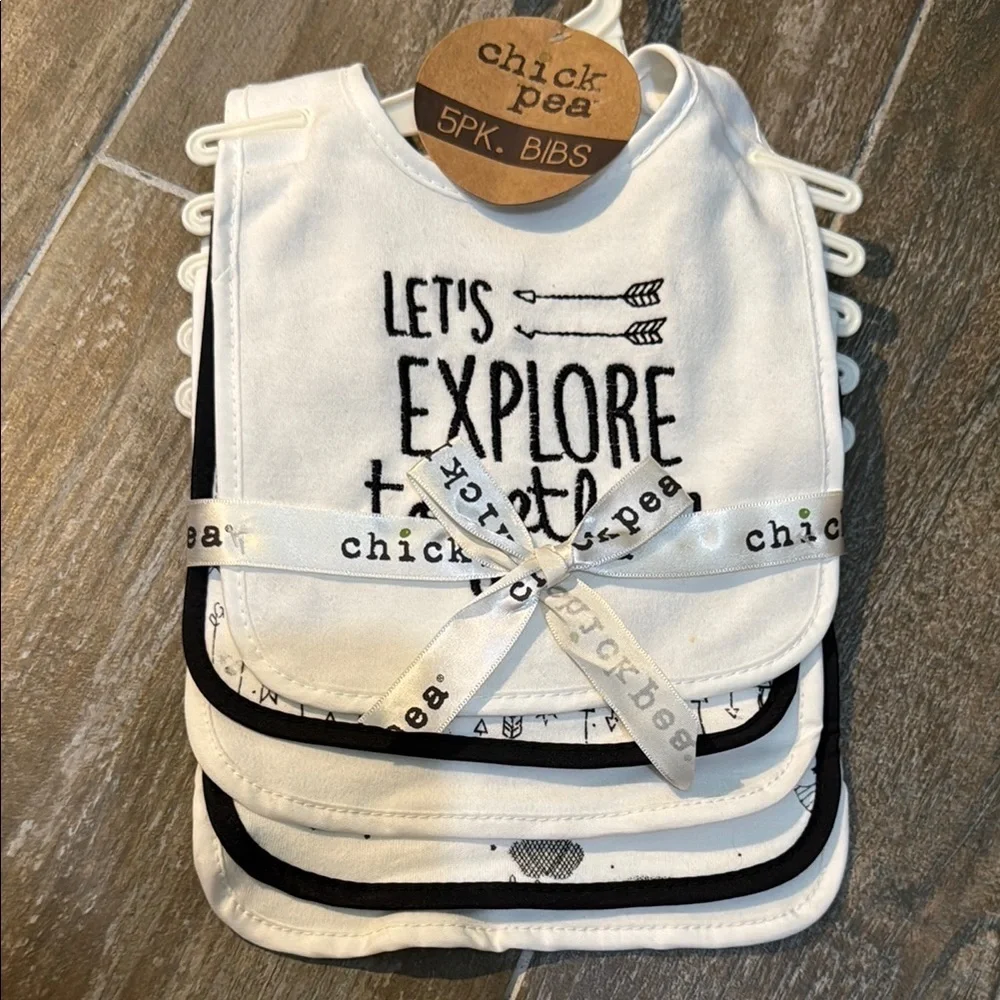 Chick Pea White and Black Bibs Set Adventure Collection